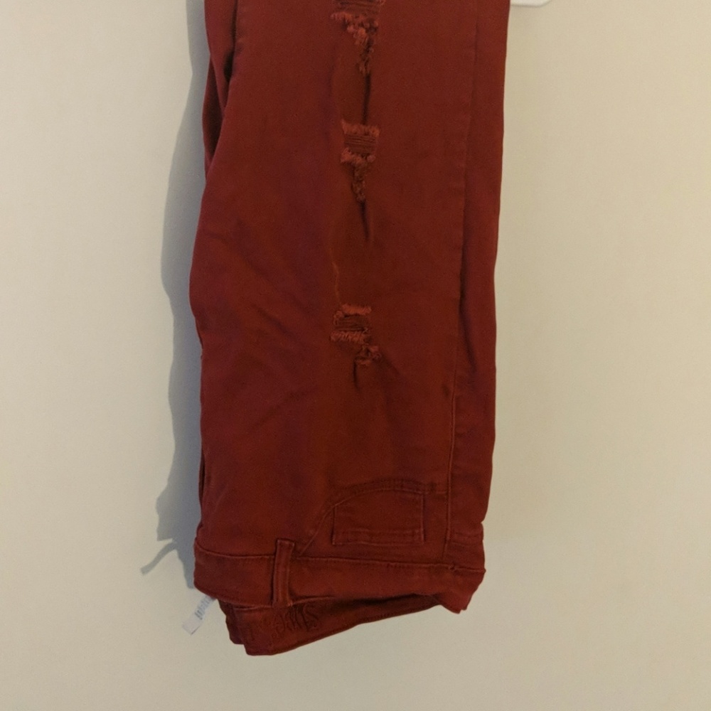 Distressed Red Street Denim Size 17/18